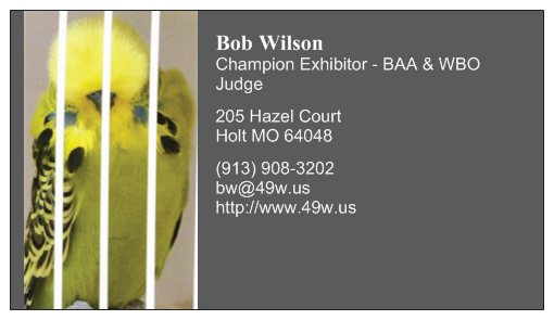 Business Card - Bob Wilson